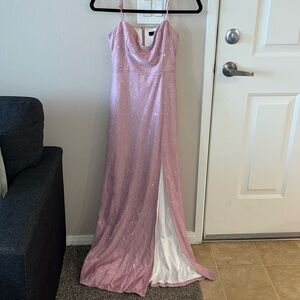 Lulu’s Sparkly Pink Slit Dress